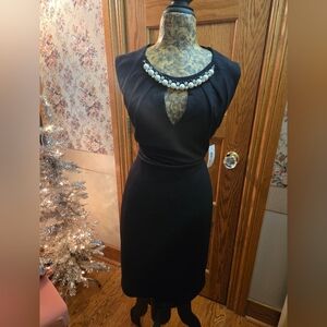 Stunning Holiday  Little Black Dress, NWT, Keyhole & faux pearl/rhinestones